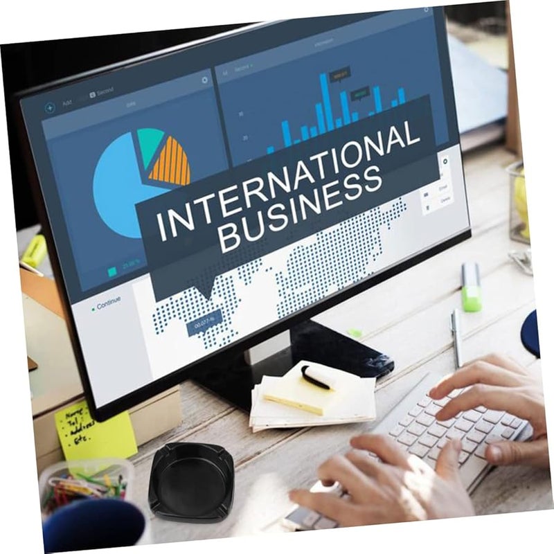 Cabilock 3 قطع من منفضة سجائر سوداء مربعة للاستخدام الخارجي المنزلي بورسلين مقلد - Image 2